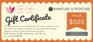 Launched the TapLook Gift Certificate Manicure, Pedicure card to help customers save more 7 XXXXXXXX Code sent to email 6