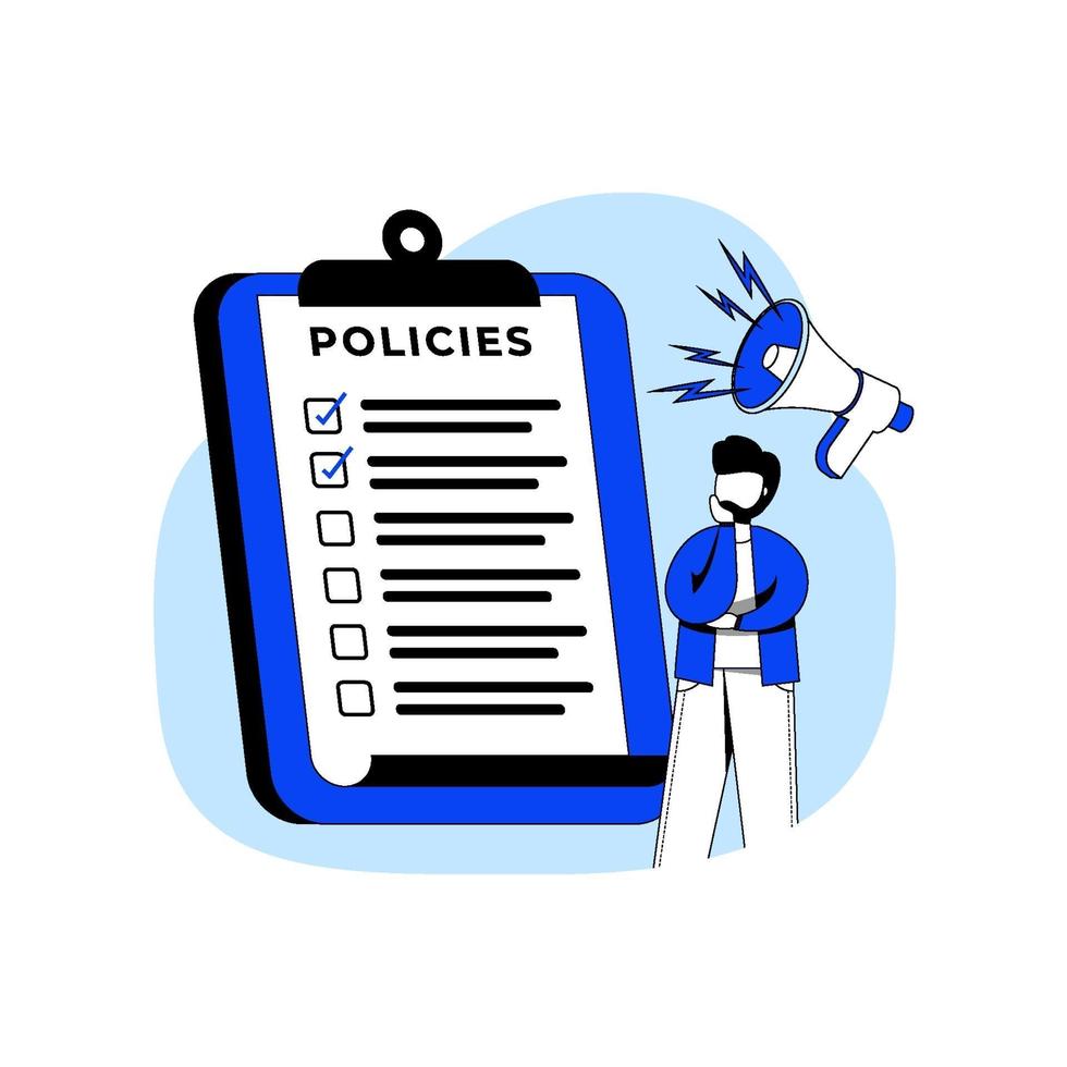 BOOKING & CANCELLATION POLICIES 7 policies flat design concept illustration icon insurance claim form insurance policy user agreement health insurance business rule abstract metaphor can use for landing page mobile app free vector