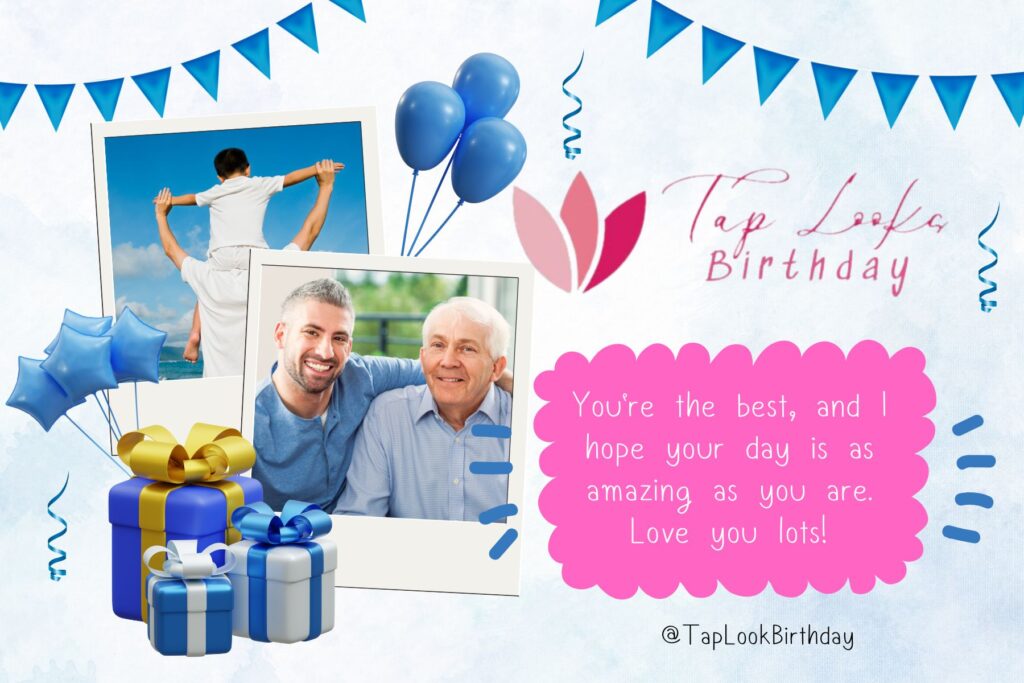 Blue Watercolor Photo Happy Birthday Dad Greeting Card 1