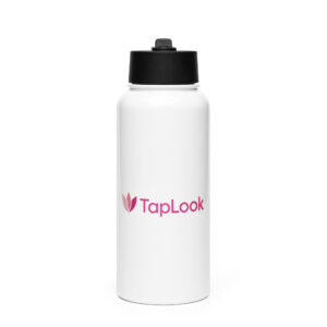 stainless steel water bottle with a straw lid white 32 oz front 6a0b354036631
