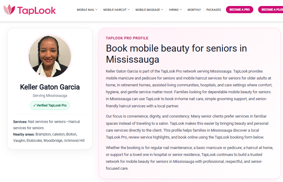 Meet Keller Gaton Garcia: Trusted Mobile Nail and Haircut Services for Seniors in Mississauga, Ontario 4 taplook mississauga