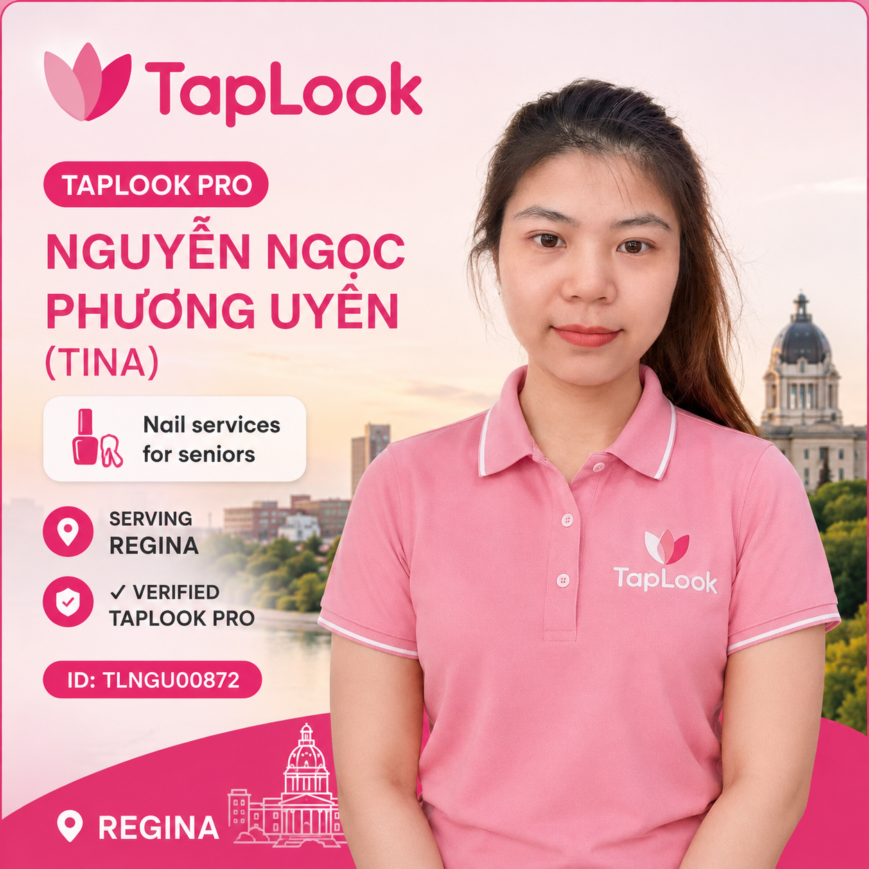 Nguyen Ngoc Phuong Uyen (Tina) – Verified TapLook Pro Providing Mobile Nail Services for Seniors in Regina 3 8f7a894b eed1 426e 82e9 102c4044fd8e