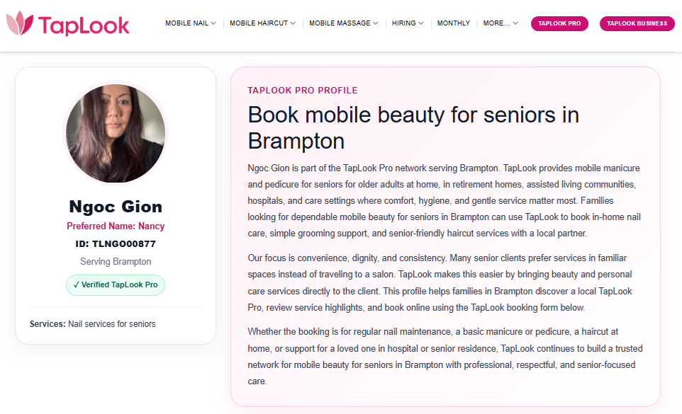Meet Ngoc Gion and Joy Goja – Verified TapLook Pros Providing Mobile Nail Services for Seniors in Brampton and Markham 6 taplook brampton ngocgion