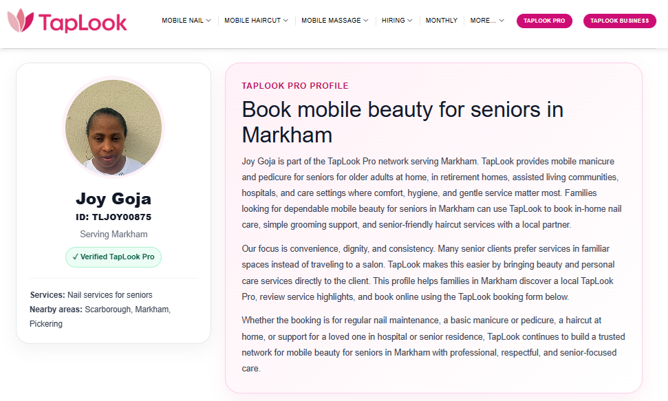 Meet Ngoc Gion and Joy Goja – Verified TapLook Pros Providing Mobile Nail Services for Seniors in Brampton and Markham 5 taplook markham joy