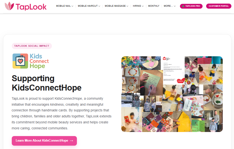 Beyond Business: How TapLook Gives Back Through Nonprofit Event Discounts and Support for KidsConnectHope 4 taplook kidsconnecthope1