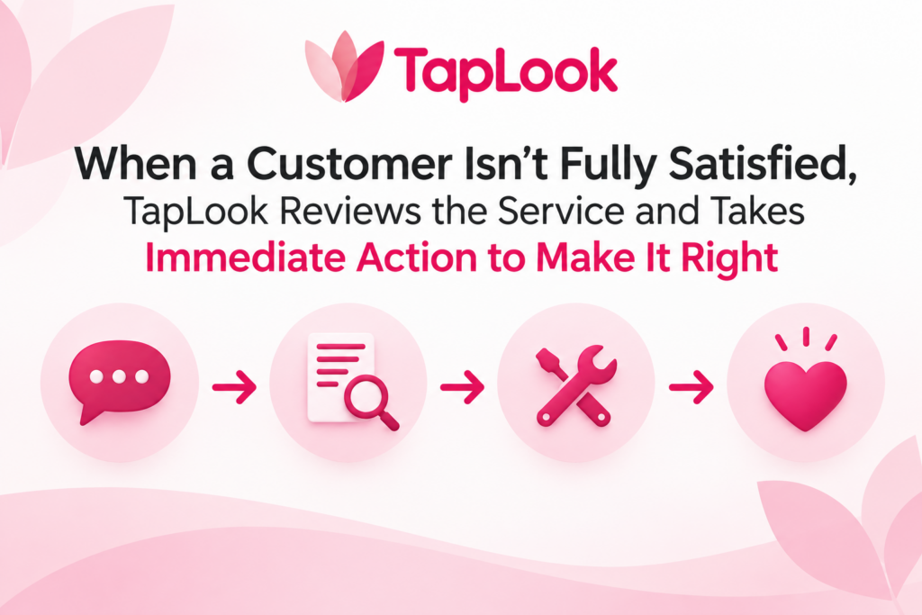 When a Customer Isn’t Fully Satisfied, TapLook Reviews the Service and Takes Immediate Action to Make It Right 7 taplook qualityfollow